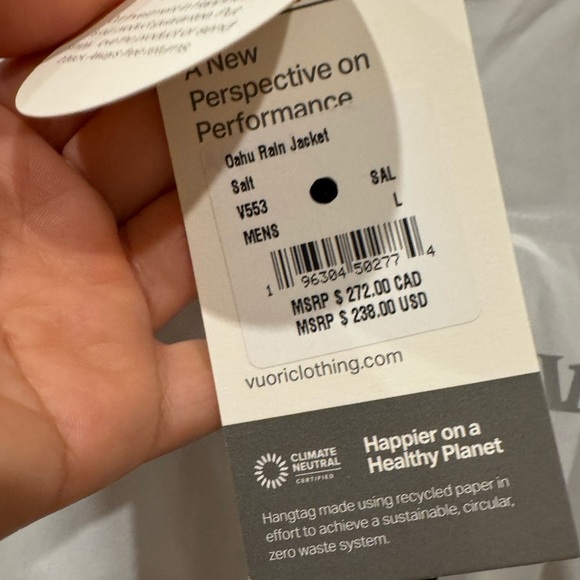 BNWT VUORI Oahu Col: salt/storm Rain Jacket size L $238 - Picture 14 of 16